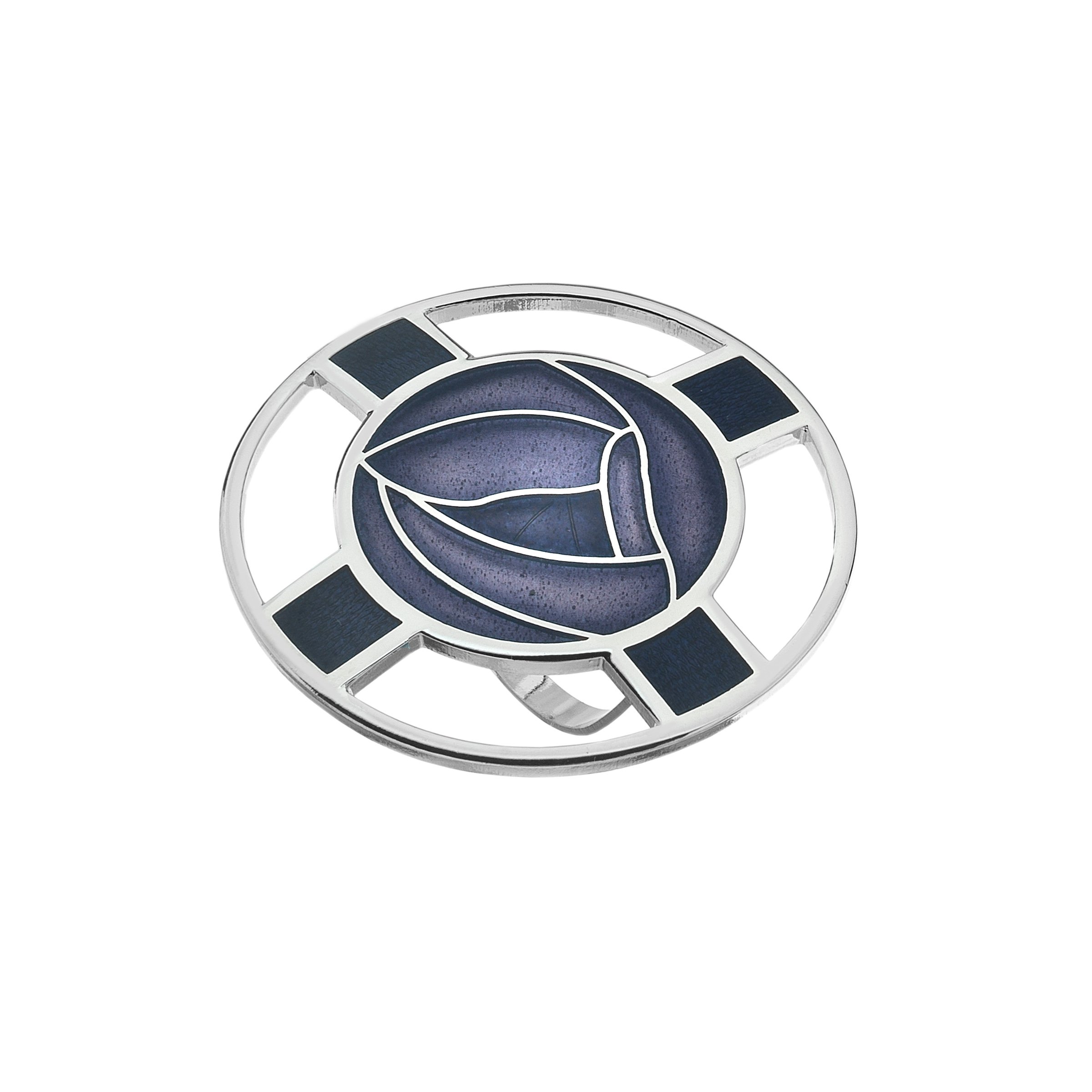 Sea Gems Mackintosh Inspired Fine Enamel 40mm Traditional Rose and Lattice Scarf Ring - 7694 (Purple/Lilac)