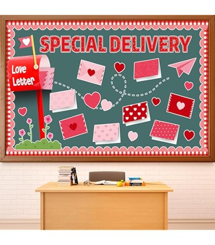 Valentine's Day Bulletin Board Decorations - 3D Heart Honeycombs With "Love Is In The Air" Theme