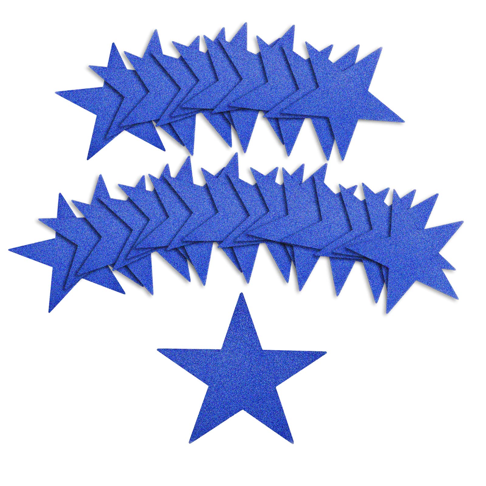50pcs Glitter Star Cutouts, 6inch Twinkle Star Glitter Paper Confetti Star Shape Paper Cut Outs for Bulletin Board Classroom Wall Party Supplies (Blue)