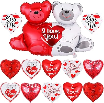 big teddy bear and roses