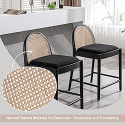 HEAH-YO Rattan Counter Stools Set of 2, 26 Inches
