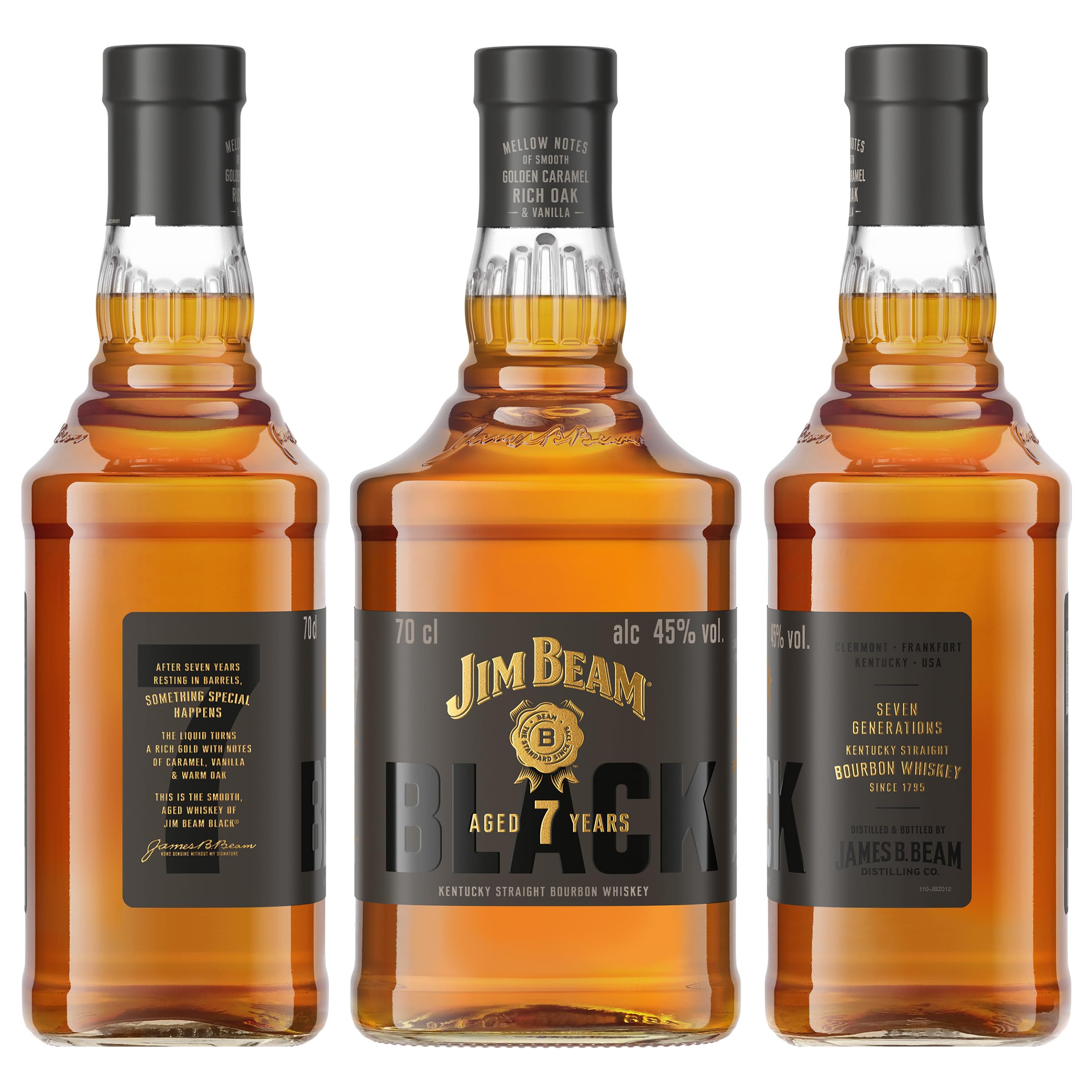 Jim Beam Black, 7 Jahre gereift, Kentucky Straight Bourbon Whiskey, Karamell, Vanille und warme Eichenaromen, 45 Prozent Vol, 700ml 2