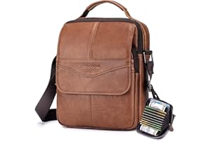 COSCOOA Leather Messenger Shoulder Crossbody Bag for Men,Big Capacity Mens Purse Handbag Come with Credit Card Wallet