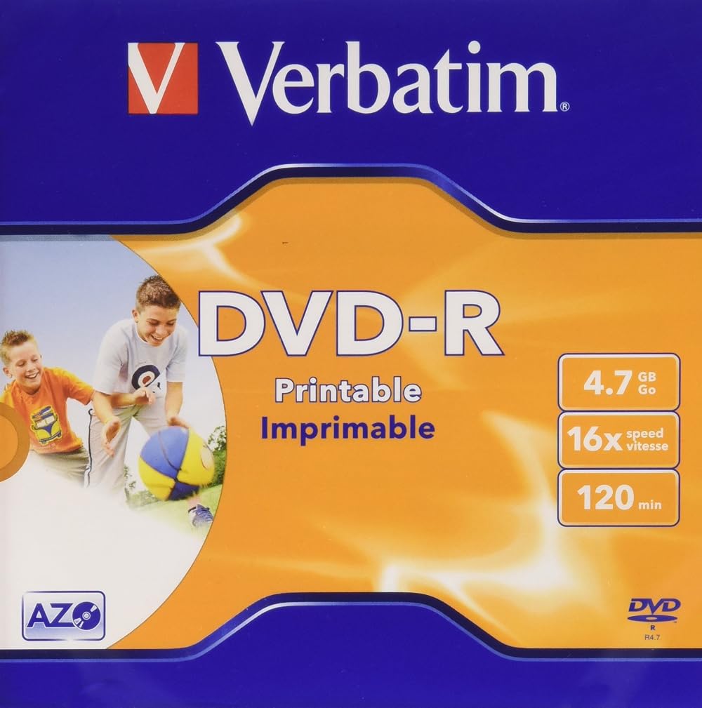 Verbatim DVD-R 4.7GB 16x Speed Wide Inkjet Printable 1 Pack