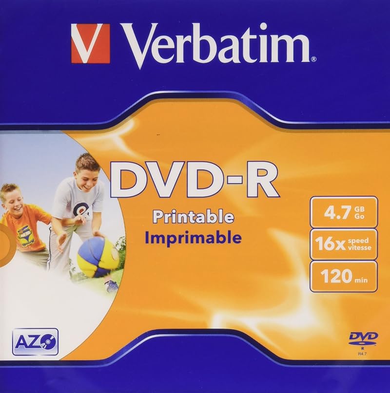 Verbatim DVD-R 4.7GB 16x Speed Wide Inkjet Printable 1 Pack