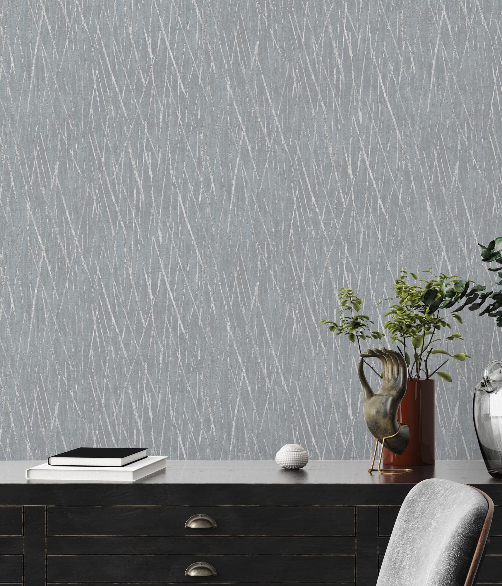 A.S. Création Hygge 385981 Scandinavian Textured Wallpaper Grey Silver Non-Woven Metallic 10.05 x 0.53 m Made in Germany