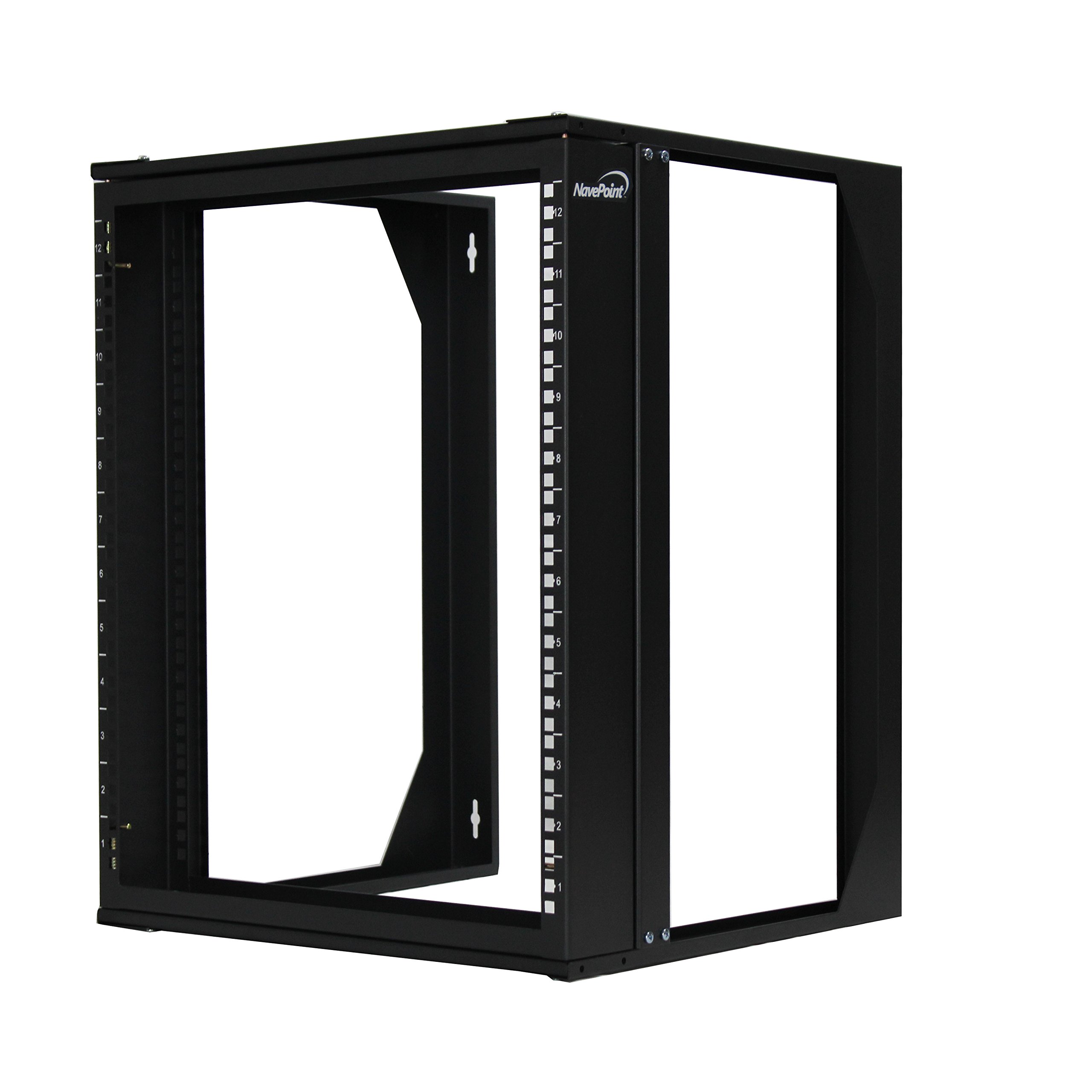 (Similar)NavePoint 12U Wall Mount IT Open Frame 19" Rack with Swing Out Hinged Gate Black