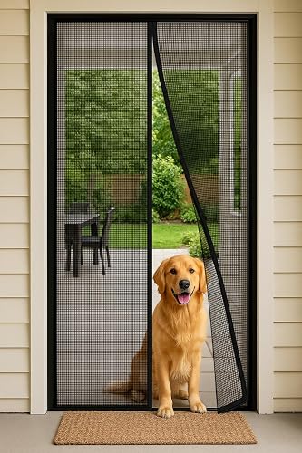 Magnetic Screen Door, Heavy Duty Fiberglass Moustiquaire Magnétique, Screen Mesh with Automatic Block Closure, Walk Through Easily for Kids Pets,Fits Door Size up to 36-38" W x 80" H