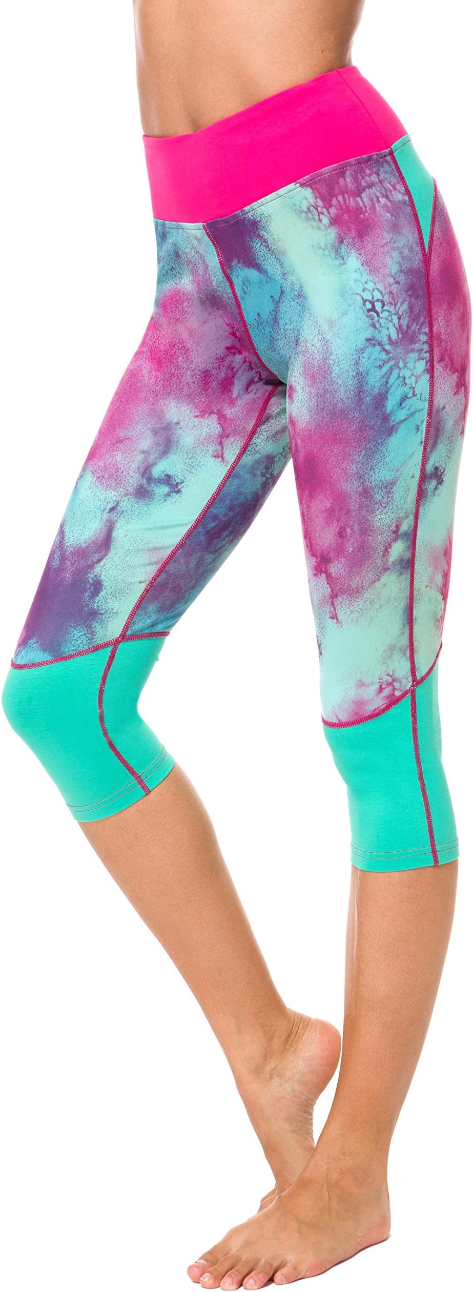 Womens Printed Yoga Pants Active Workout Leggings Stretch Tights