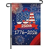 250 Anniversary USA Garden Flag, 250th Anniversary America Flag 1776-2026 Commemorative Patriotic 250 Year Banner 4th of July Yard Sign Double-Sided Waterproof Garden Flag 12x18 Inch