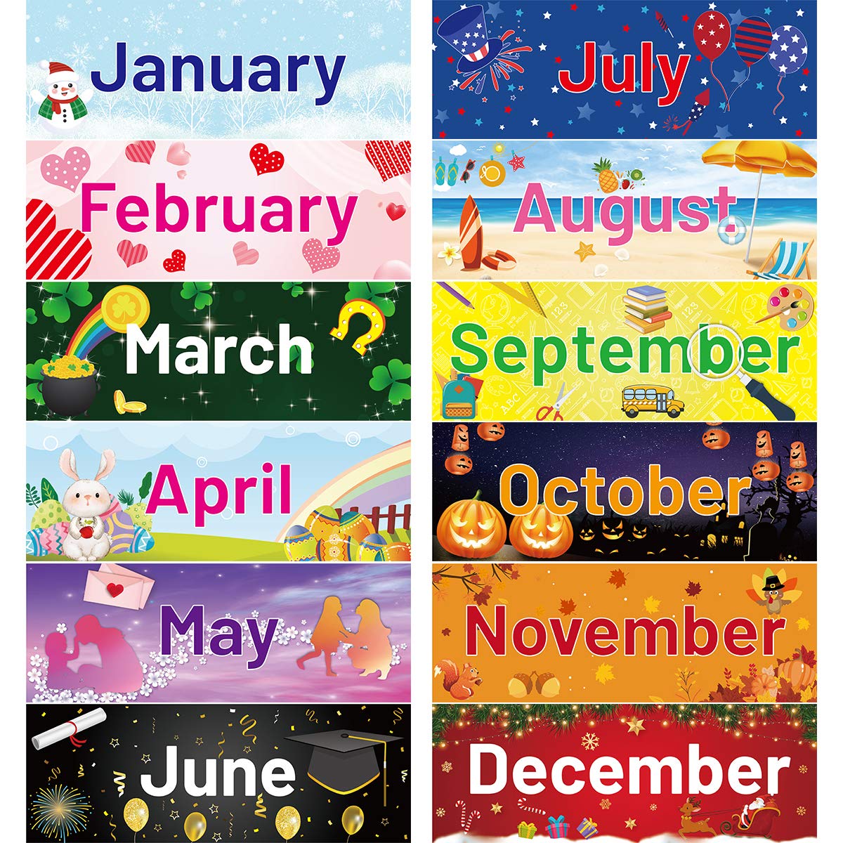 Month Magnets For Whiteboard Zonon 48 Pieces Holiday Monthly Headliners Set 12 Months Of The Year Headers Seasonal Monthly Bulletin Board Borders With 36 Round Blank Confetti Office Decorations Months Of The