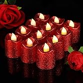 Honoson 24 Pack Red Candles Party Decoration Flameless LED Tea Light Battery Operated Candle for Halloween Christmas Valentines Day Diwali Wedding Table Decor