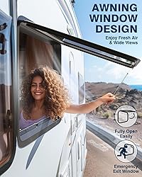 PYY RV Exit Window 36" W X 22" H Camper Windows