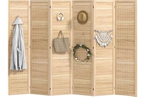 HOMCOM 5.6 Ft. Tall 6-Panel Room Divider, Pegboard Panel Freestanding Folding Privacy Screen Panels, Partition Wall Divider f