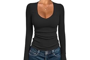 iGENJUN Women Long Sleeve V Neck Shirts for Women Business Casual Work Top Knit Slim Fit for Fall