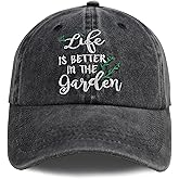 Funny Life is Better in The Garden Hat, Unisex Adjustable Cotton Denim Embroidered Baseball Caps
