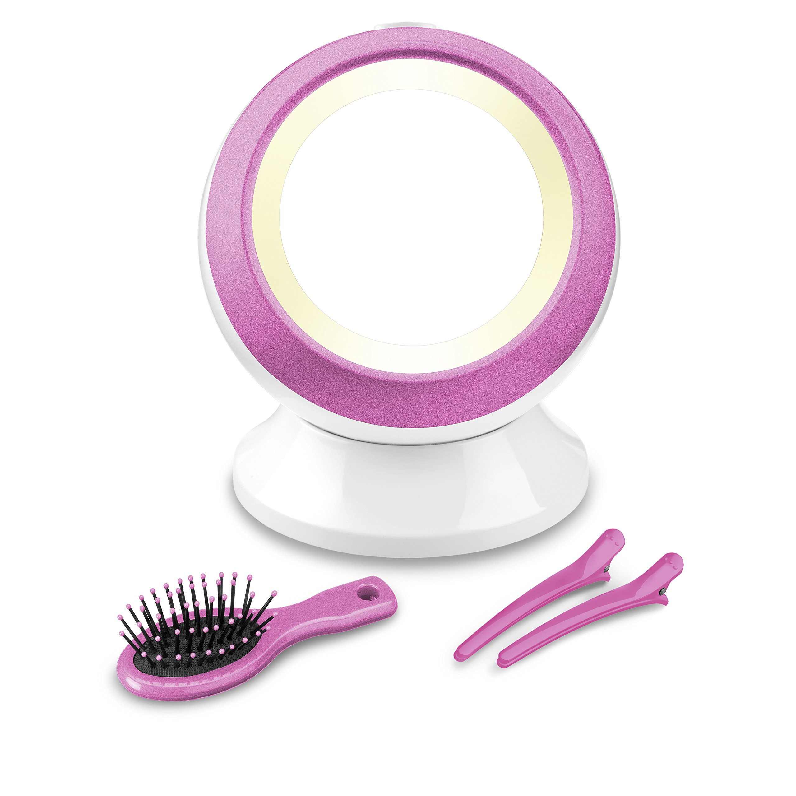 BaByliss Illuminated Globe Mirror, White/Pink, 15 x 15 x 16.5 cm