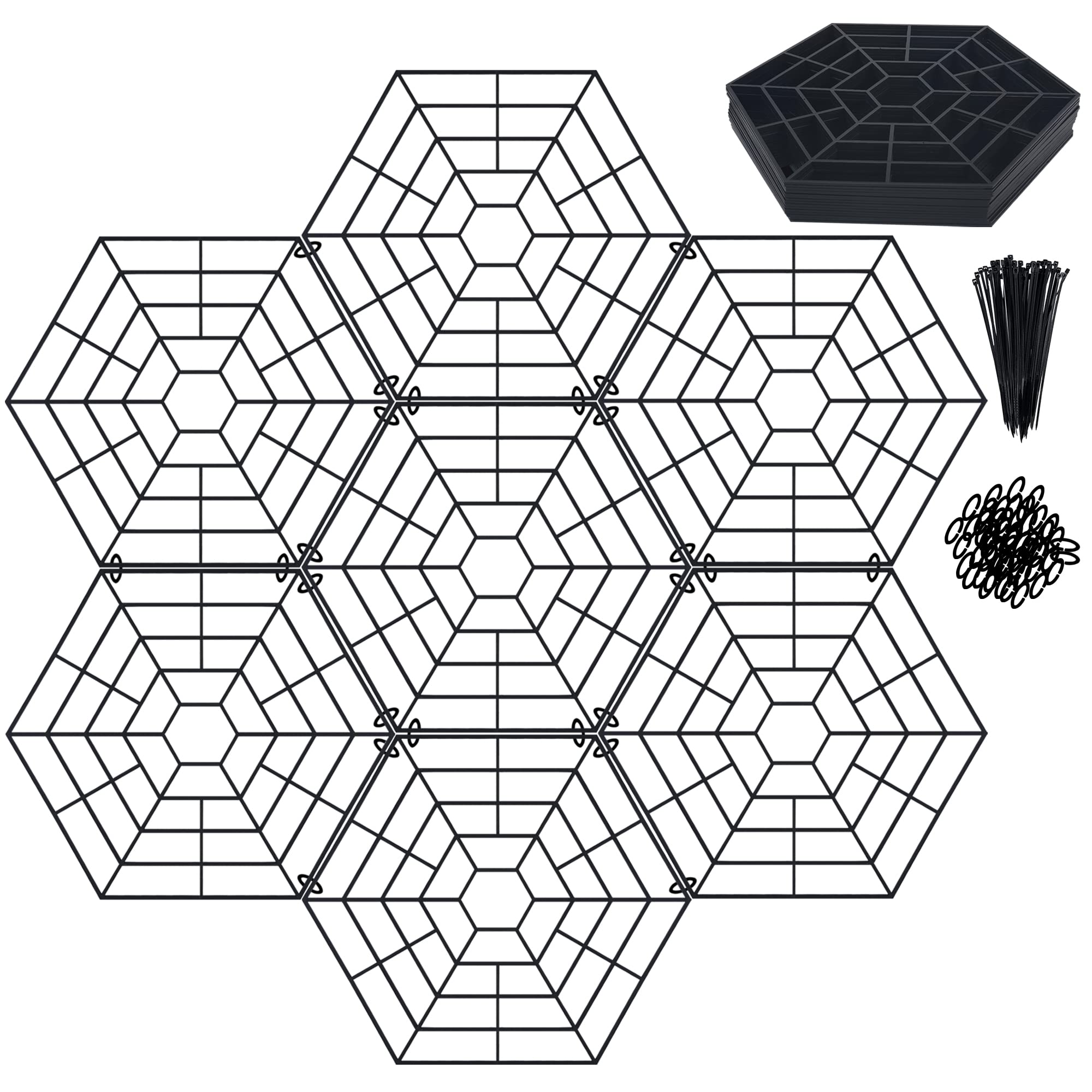 T-BOKO Pond Protectors - Pack of 20 Lightweight Plastic Floating Net Rings Protective Cover Net Heron & Cats Deterrent, Black