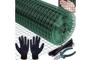 SUNMORN Hardware Cloth, 1/4 inch Mesh, 10 inch x 20 feet, 18 Gauge Chicken Wire, 100PCS Zip Ties, Cutting Pliers, Gloves for Chicken Coop, Rabbit Cages, Garden (10 inch x 20 feet)