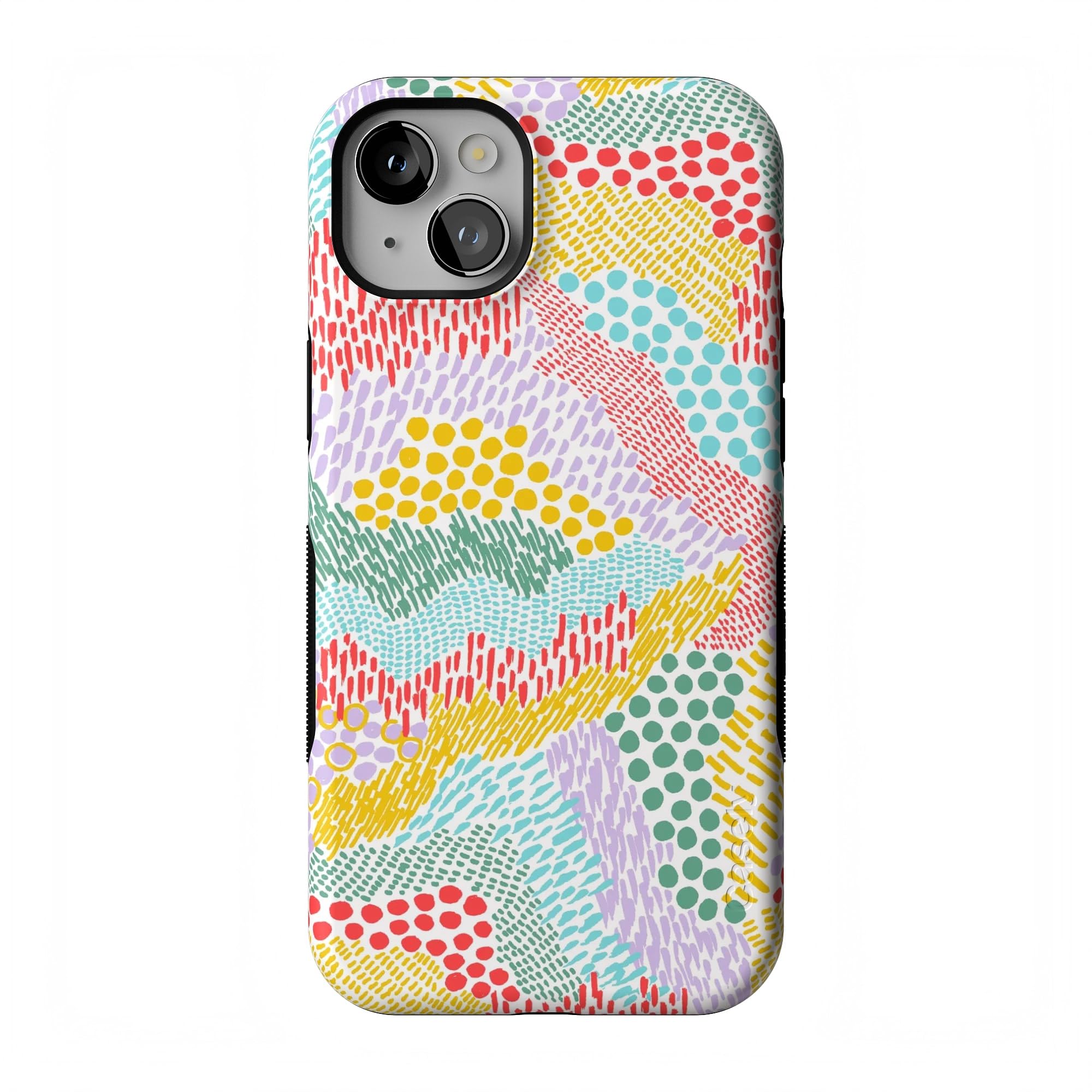 Casely iPhone 14 Plus Case | Color Me Happy | Doodle Colorblock | Bold Protective Design | Compatible with MagSafe