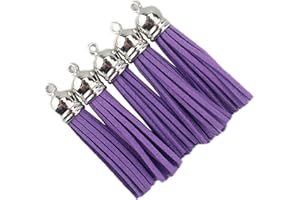 QIANHAILIZZ 30 Silver CCB 2-1/4 Inch Faux Suede Tassel Charm Keychain Cellphone Straps Z58