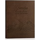 Lanpn Grandpa Life Story Book Journal with 270+ Prompts, Leather Hardcover Grandfather Guided Journal Memory Keepsake Book to Fill Out, Birthday Father's Day Christmas Gift for Grandpas, Brown