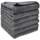Hoplet Edgeless Microfiber Towels for Cars, Super Soft Car Drying Towel, Microfiber Cleaning Cloth, 550GSM Premium Water Absorbtion Polishing Detailing Cleaning Clothes, 16x16in 6 PK
