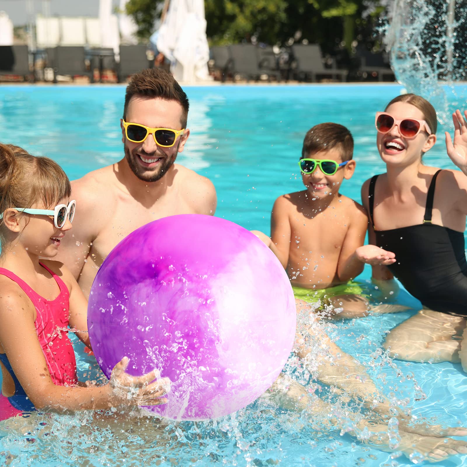 Chumia 18 Inch Fun Bouncy Balls 5 Pcs Rubber Inflatable Beach Ball Bouncing Sensory Playballs with Hand Air Pump for Park Backyard Beach Indoor Outdoor Party Favors