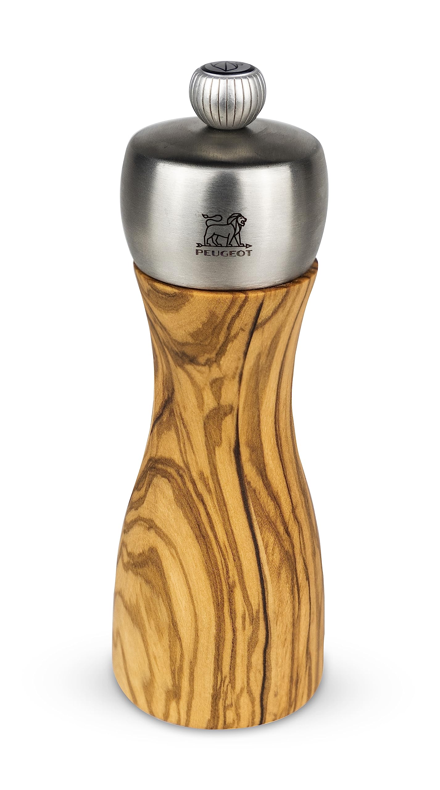 Peugeot - Fidji Pepper Mill - Adjustable Grinder - Olive Wood and Stainless Steel, Olive Wood, 15 cm