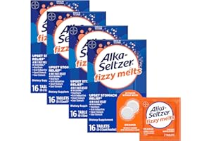 Alka-Seltzer Fizzy Melts, Dissolve on Tongue, No Water Needed, On-The-Go Dietary Supplement Antacid Tablets, for Relief of Occasional Heartburn and Acid Indigestion*, Orange Flavor, 64 Count