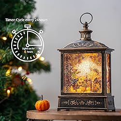 12.5'' Fall Snow Globe Lantern - Thanksgiving