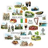 Navy Peony Emerald Ireland Travel Stickers (34pcs) — Irish Decals for Scrapbooks, Journals