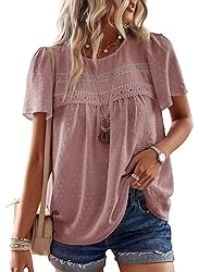 Falechay Pink Tops for Women Short Sleeve Fashion