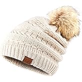 C.C Hatsandscarf Exclusives Unisex Solid Ribbed Beanie with Pom (HAT-43)