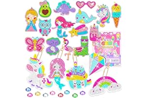 EAPHANT Gem Art, 20 Designs 4500+ Gems Arts and Crafts for Girls Ages 8-12 6-8 5D Keychains Diamond Stickers Art for Kids 6-8 8-12 Year Old Girl Birthday Gift Ideas, Girls Toys Age 6-8 8-10