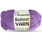 Yowamho Yarn for Crocheting & Knitting, 100g(3.55oz), Purple | 100m (109yds),Beginner Yarns,Worsted Soft Cotton Blend Yarn fo