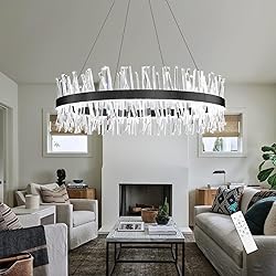 HAIXIANG Black Luxury Glam Chandelier Crystal LED