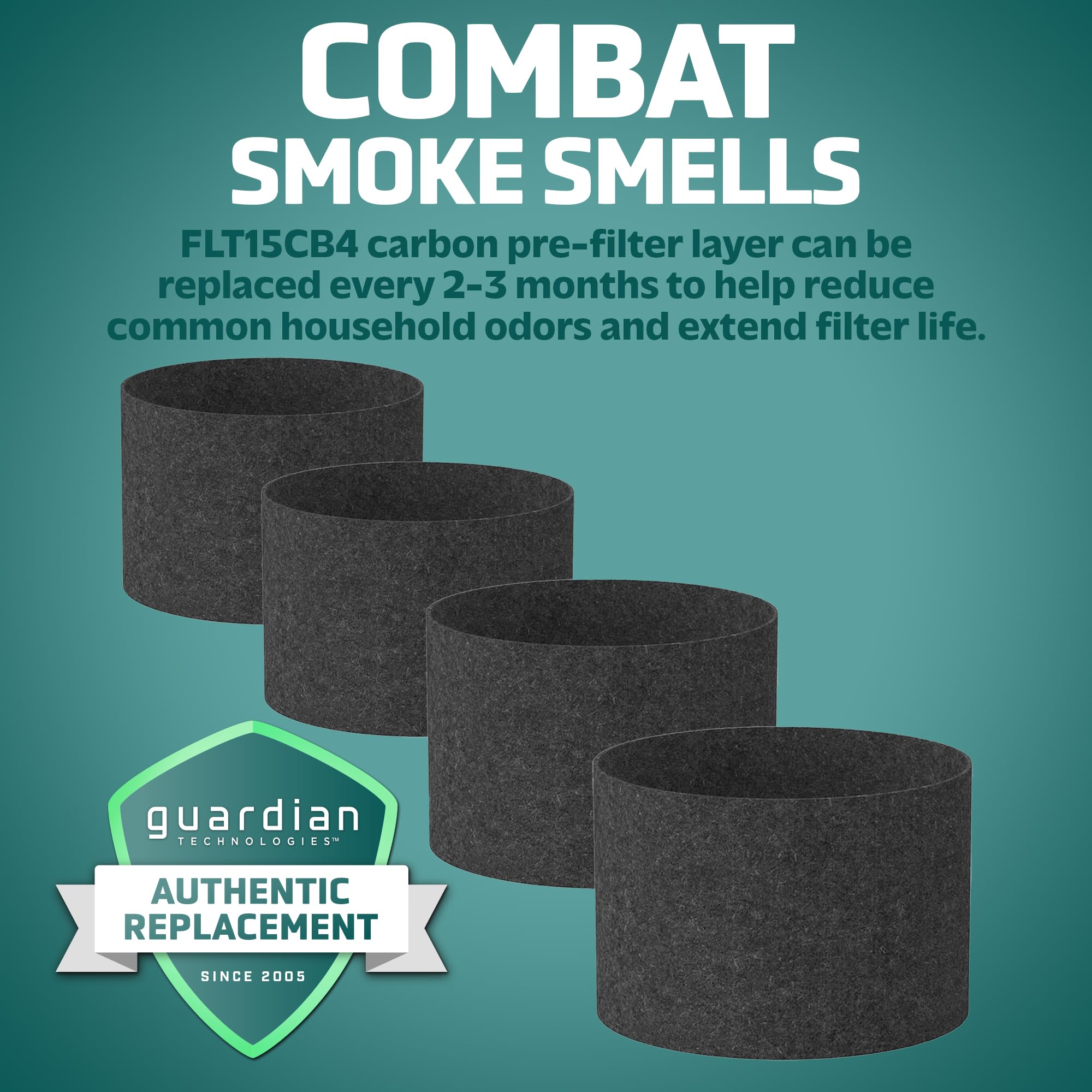 germguardian Filter V Smoke Clear HEPA Original Air Purifier Replacement Filter, Removes 99.97% of Pollutants, Smoke Toxins and Odors, for AirSafe Series and AC151, Black/Grey, FLT151SM