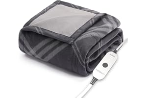 Sunbeam 50"x60" Electric Heated Throw Blanket, 4 Heat Settings, Auto Shut-Off, Machine Washable - Grey Galway Plaid