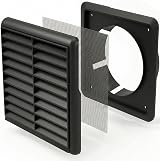 Kair Black 100mm Louvred Wall Vent Grille with Flyscreen 155mm x 155mm view 6