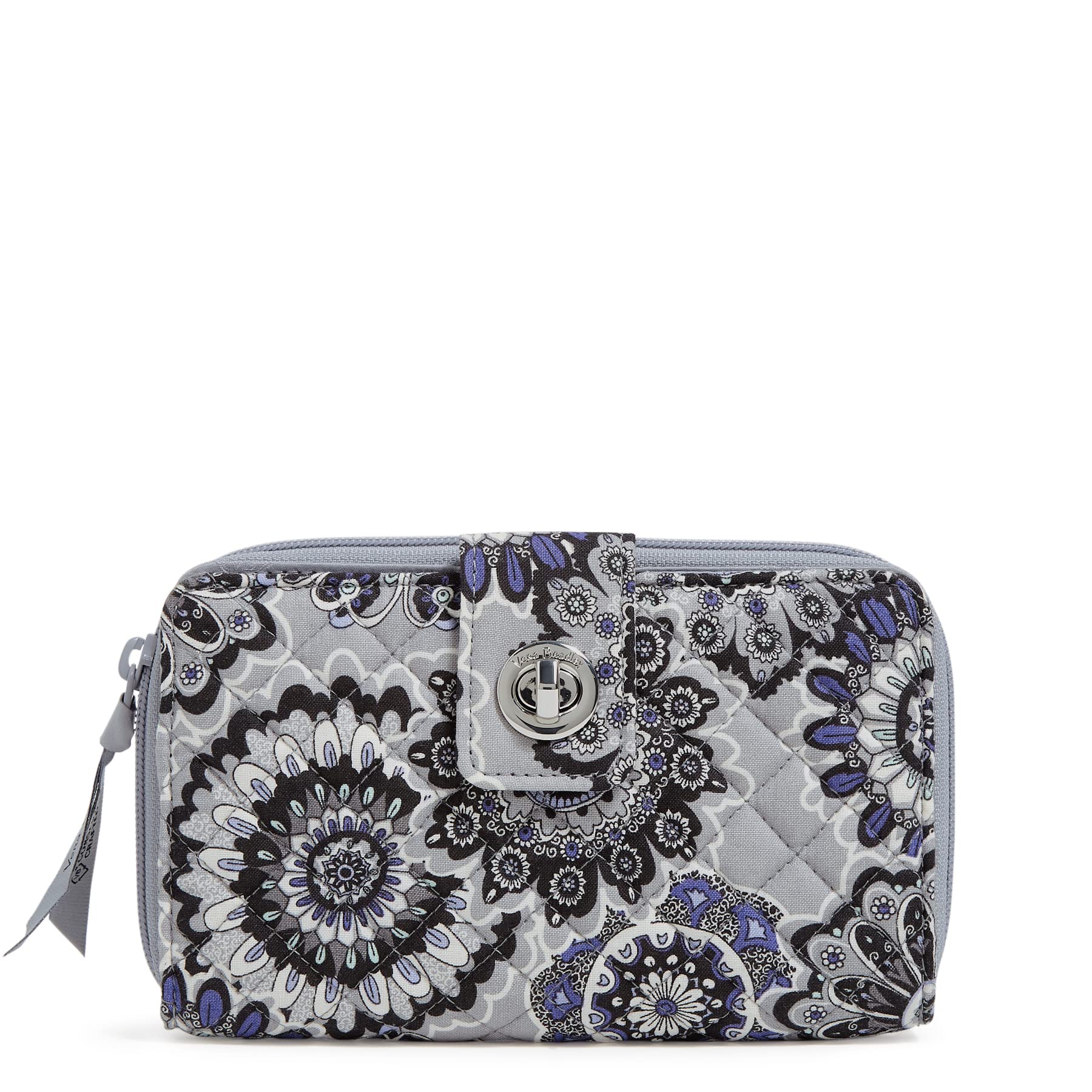Vera Bradley Women’s Cotton Turnlock Wallet With RFID Protection, Tranquil Medallion – Recycled Cotton, One Size