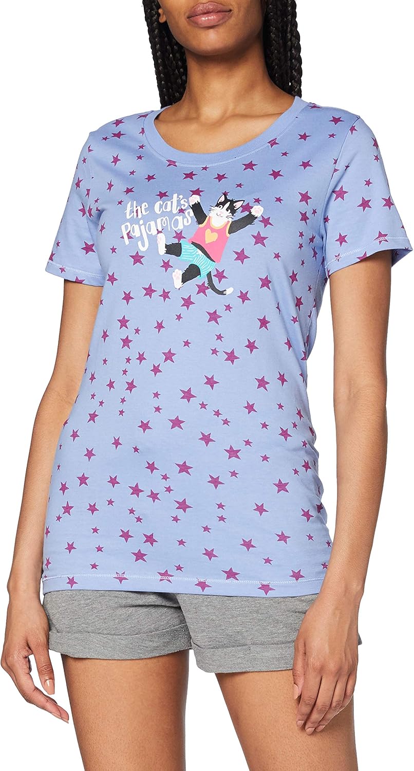 Little Blue House by Hatley Womens Short Sleeve Crew Neck Pajama Tee