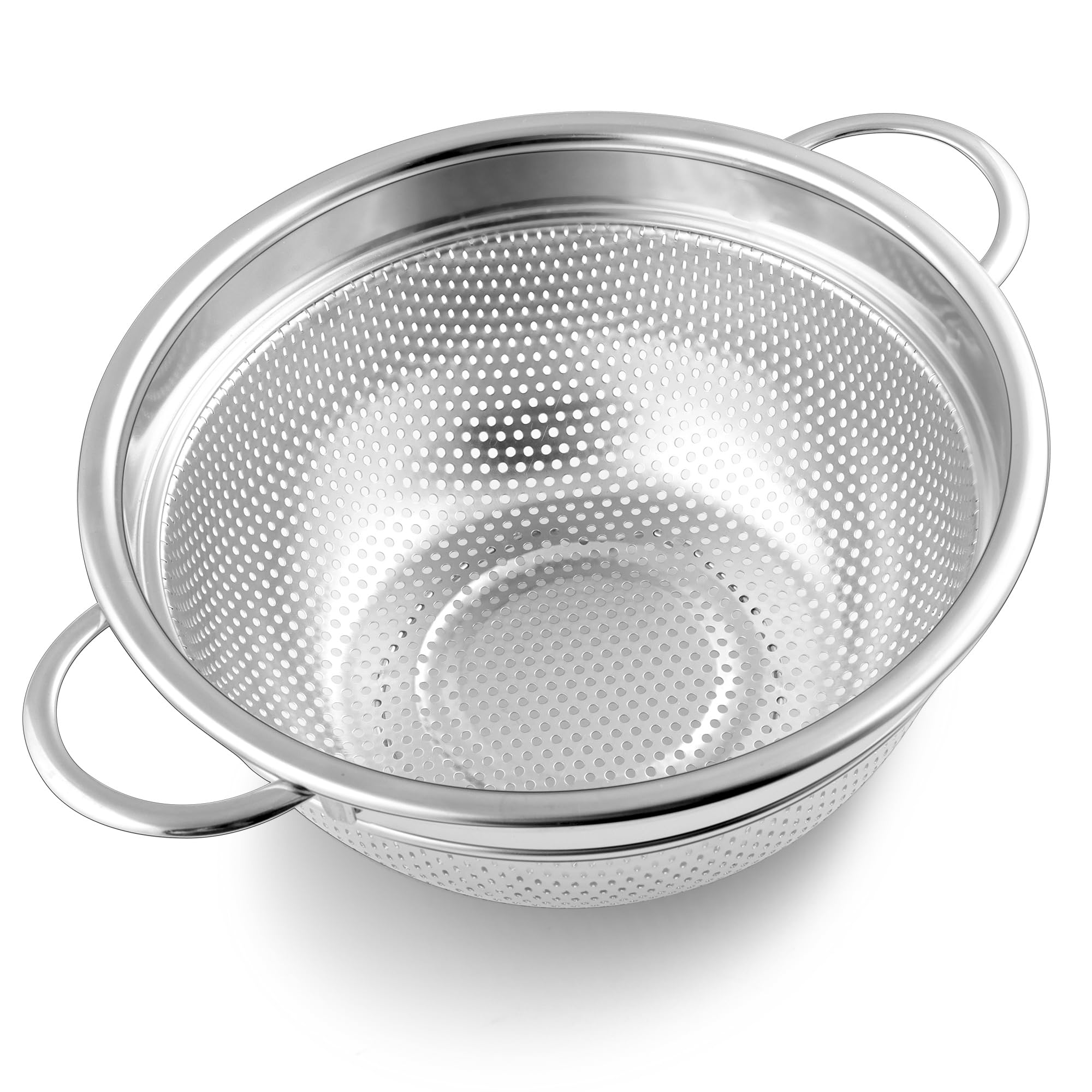 Herogo Stainless Steel Colander 20cm, Micro-Perforated Metal Colanders with Handle, Heavy Duty Kitchen Strainer for Washing Draining Pasta/Vegetable/Fruit/Spaghetti, Dishwasher Safe