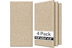 Olanglab Fiberglass Acoustic Wall Panels 4 Pack, 11.8'' x 23.6'' Sound Panels, Fabric Wrapped Sound Proof Panels for Walls (K
