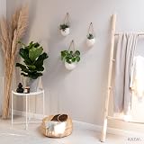 Kazai Ellie Wall Planters 3 Piece Cream Matte Ceramic Hanging Pots view 7