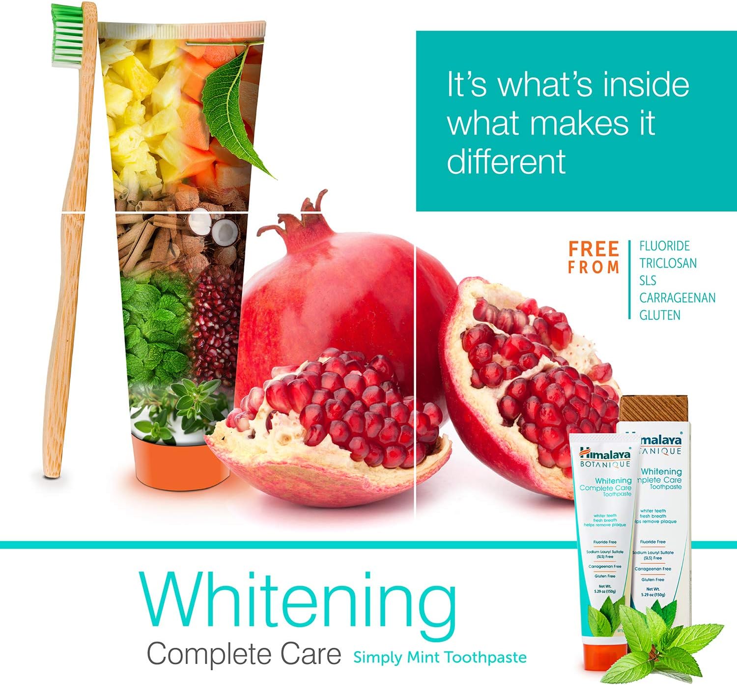 Himalaya Botanique Complete Care Whitening Toothpaste, Simply Mint, for a Clean Mouth, Whiter Teeth and Fresh Breath, 5.29 oz, 2 Pack: Health & Personal Care