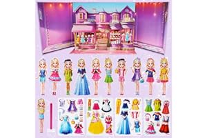 PAINZIETEG Magnetic Dress Up Dolls,Paper Dolls for Girls Ages 4-10,DIY Princess Magnetic Dress-Up Doll Pretend Play Set, Great for Girl Birthday (Amy - Stereoscopic Book)
