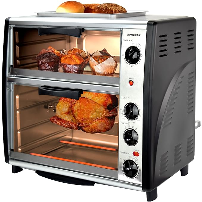 Syntrox Germany 42 Liter Edelstahl Doppel Backofen mit Barbecue