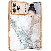 Marble Case for iPhone 17 Pro Max 5G, Soft Silicone Clear TPU Case for Women, 17 Pro Max Cute White Blue Marble Pattern Anti-Scratch Shockproof Protective Cover for iPhone 17 Pro Max 6.9" (Snowy)