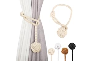 Baeymonkay Curtain Tiebacks 2 Pack, Curtain Ties, Curtain Holders for Wall Drapes, Curtain Holdbacks, Curtain Tie Backs for Curtains Pull Backs, Drapery Tiebacks, Outdoor Beige Curtain Rope Tiebacks